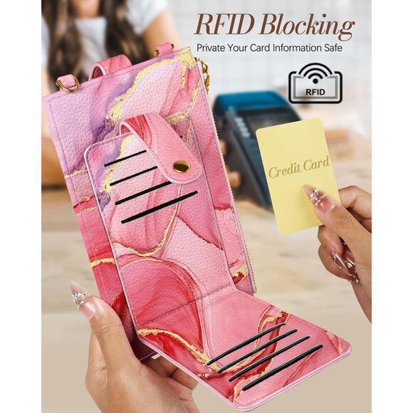 Phone Purse Crossbody Bags for Women - Leather Small Cell Phone Wallet RFID Bloc - Picture 4 of 6